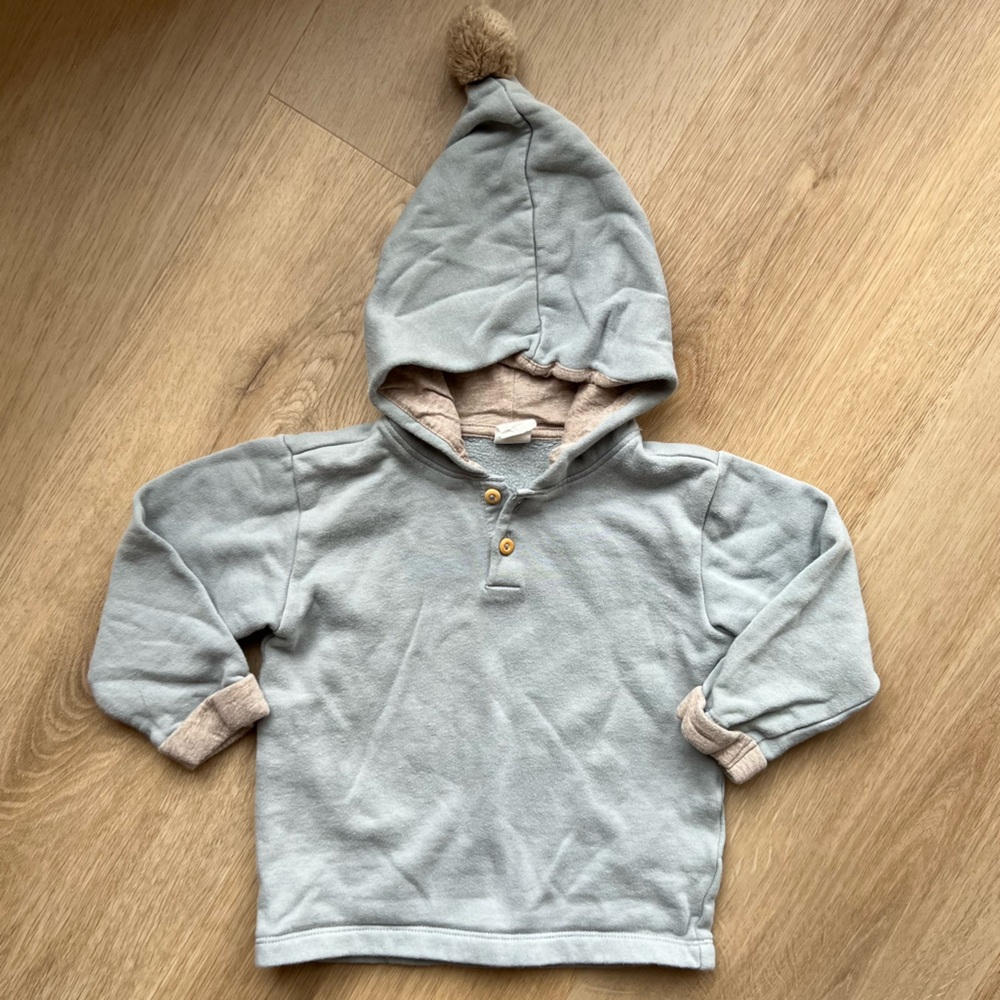 H&M Blue/Beige Pom Pom Hoodie